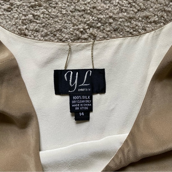 NWT ~ VTG ~ 1990s ~ Y L Dress ~ Camel & Cream Reversible Column Dress ~ Size 14 - Picture 6 of 7